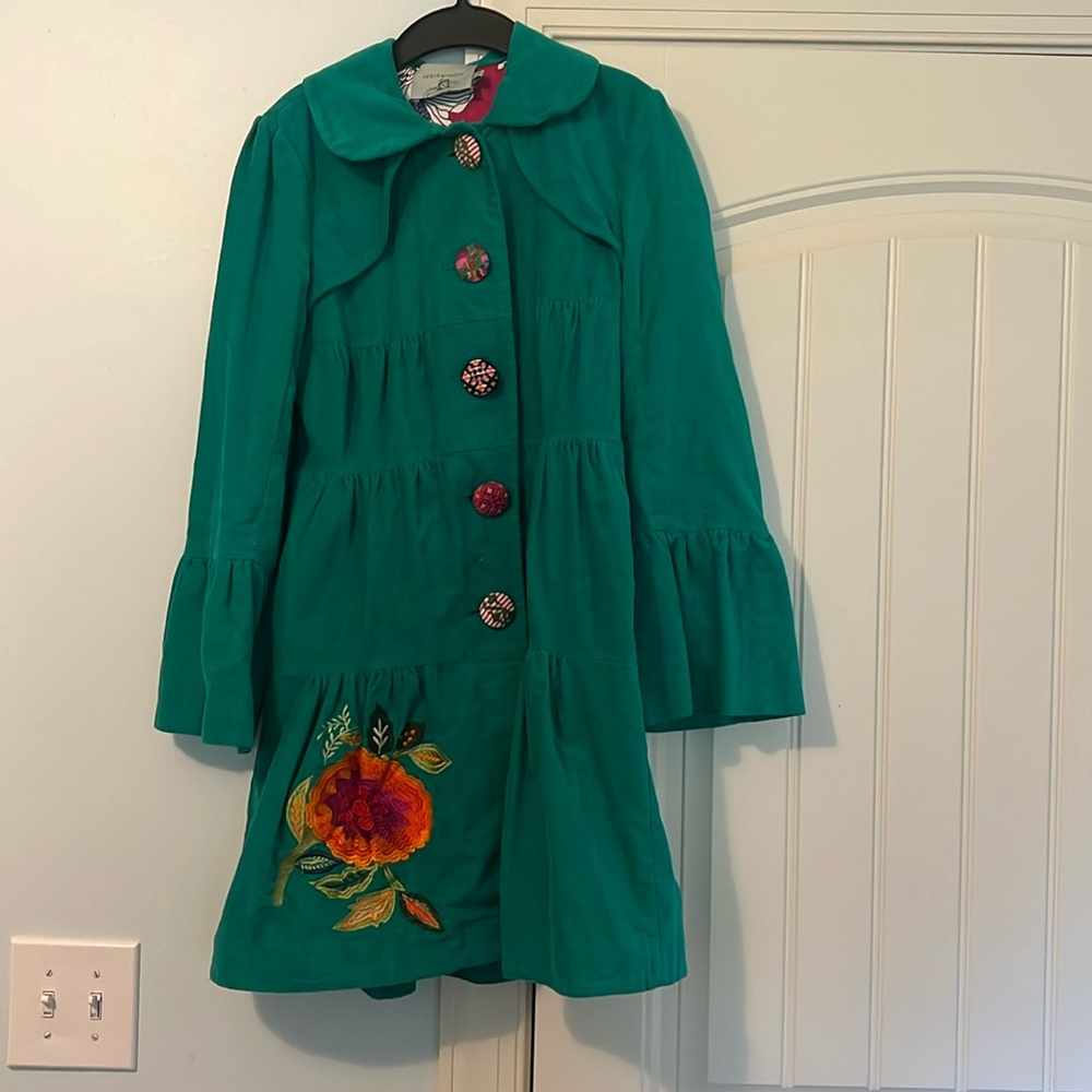 Judith March Teal Coat with bell sleeves